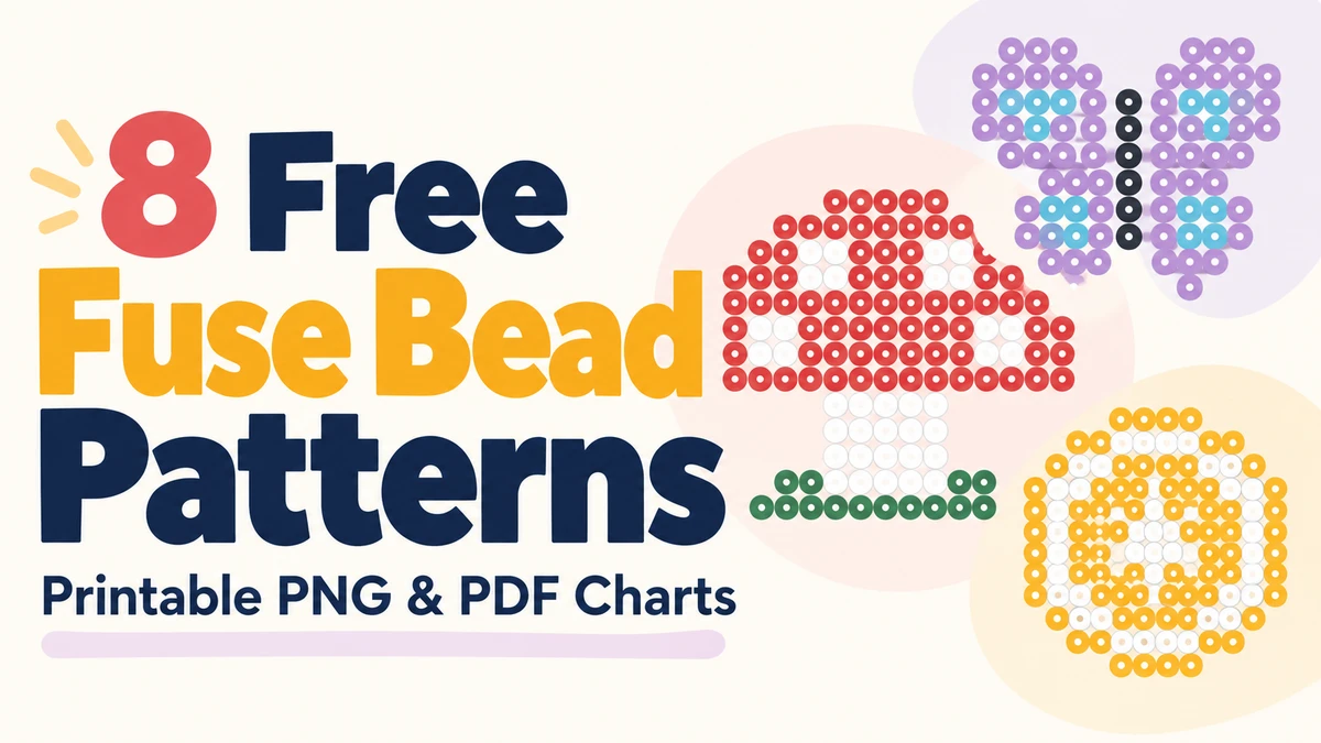 8 Free Fuse Bead Patterns with Printable PNG & PDF Charts