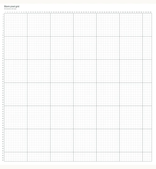 Blank 64 by 64 grid with numbered rows and columns