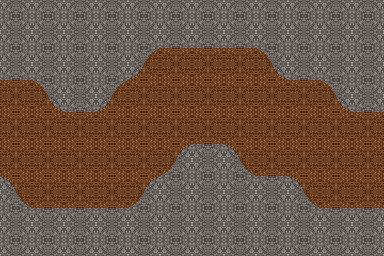 Gray stone tiles connecting to a strip of brown earth